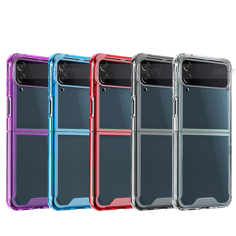 Coque Rebord Contour Silicone et Vitre Transparente Housse Etui P01 pour Samsung Galaxy Z Flip4 5G Plus