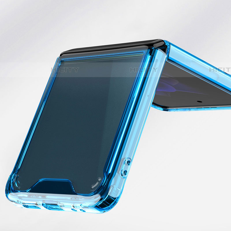 Coque Rebord Contour Silicone et Vitre Transparente Housse Etui P01 pour Samsung Galaxy Z Flip4 5G Plus