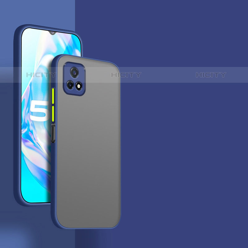 Coque Rebord Contour Silicone et Vitre Transparente Housse Etui P01 pour Vivo iQOO U3 5G Bleu Plus