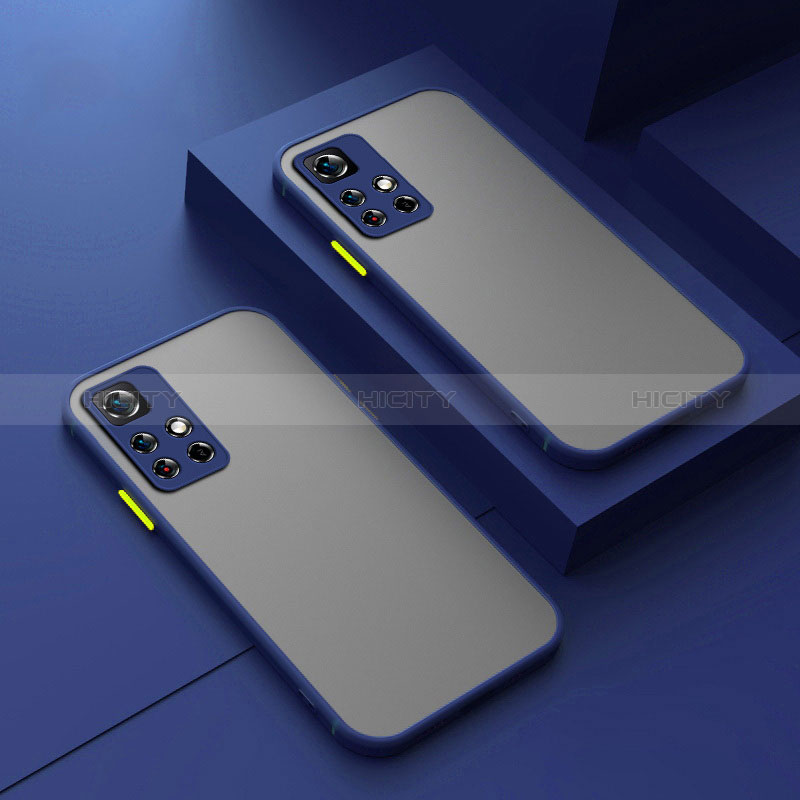 Coque Rebord Contour Silicone et Vitre Transparente Housse Etui P01 pour Xiaomi Poco M4 Pro 5G Bleu Plus