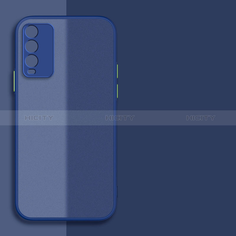 Coque Rebord Contour Silicone et Vitre Transparente Housse Etui P01 pour Xiaomi Redmi 9 Power Bleu Plus