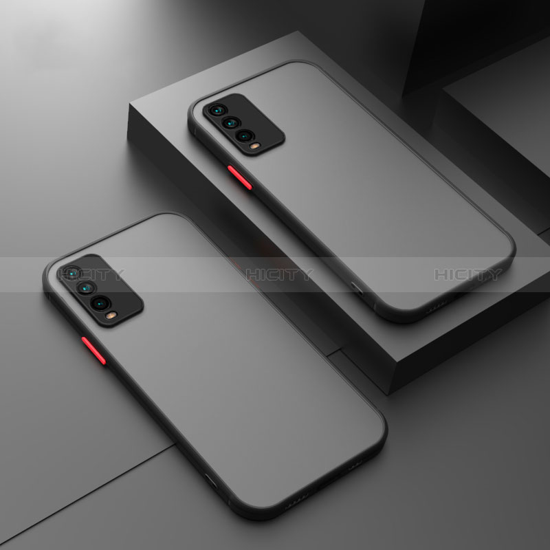 Coque Rebord Contour Silicone et Vitre Transparente Housse Etui P01 pour Xiaomi Redmi 9 Power Noir Plus