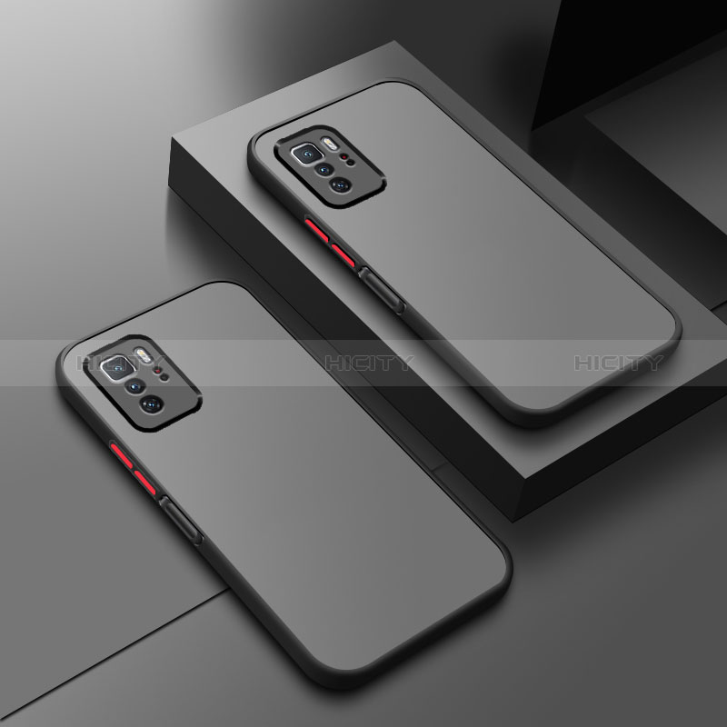 Coque Rebord Contour Silicone et Vitre Transparente Housse Etui P01 pour Xiaomi Redmi Note 10 Pro 5G Noir Plus