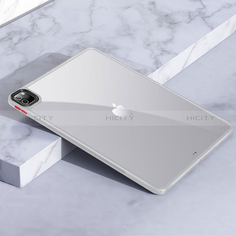 Coque Rebord Contour Silicone et Vitre Transparente Housse Etui pour Apple iPad Pro 11 (2022) Blanc Plus