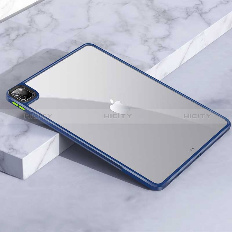 Coque Rebord Contour Silicone et Vitre Transparente Housse Etui pour Apple iPad Pro 11 (2022) Bleu Plus