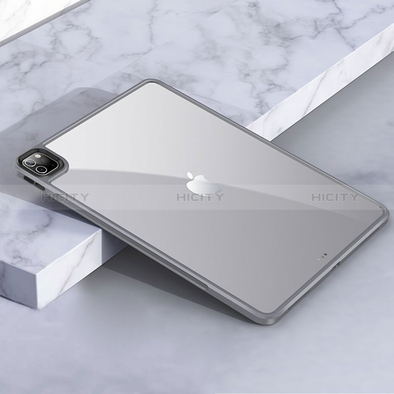 Coque Rebord Contour Silicone et Vitre Transparente Housse Etui pour Apple iPad Pro 11 (2022) Gris Fonce Plus