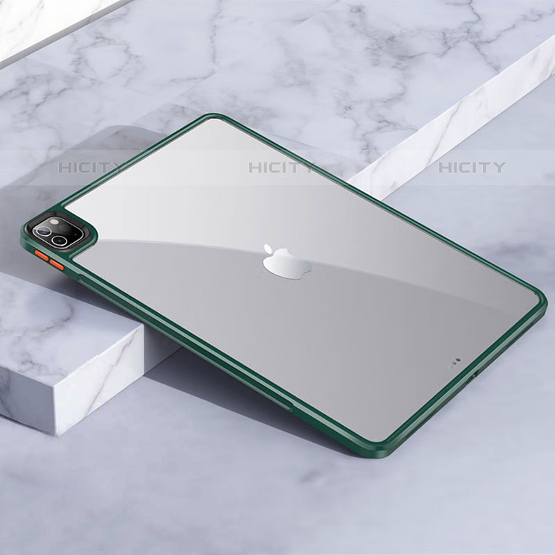 Coque Rebord Contour Silicone et Vitre Transparente Housse Etui pour Apple iPad Pro 12.9 (2020) Vert Plus