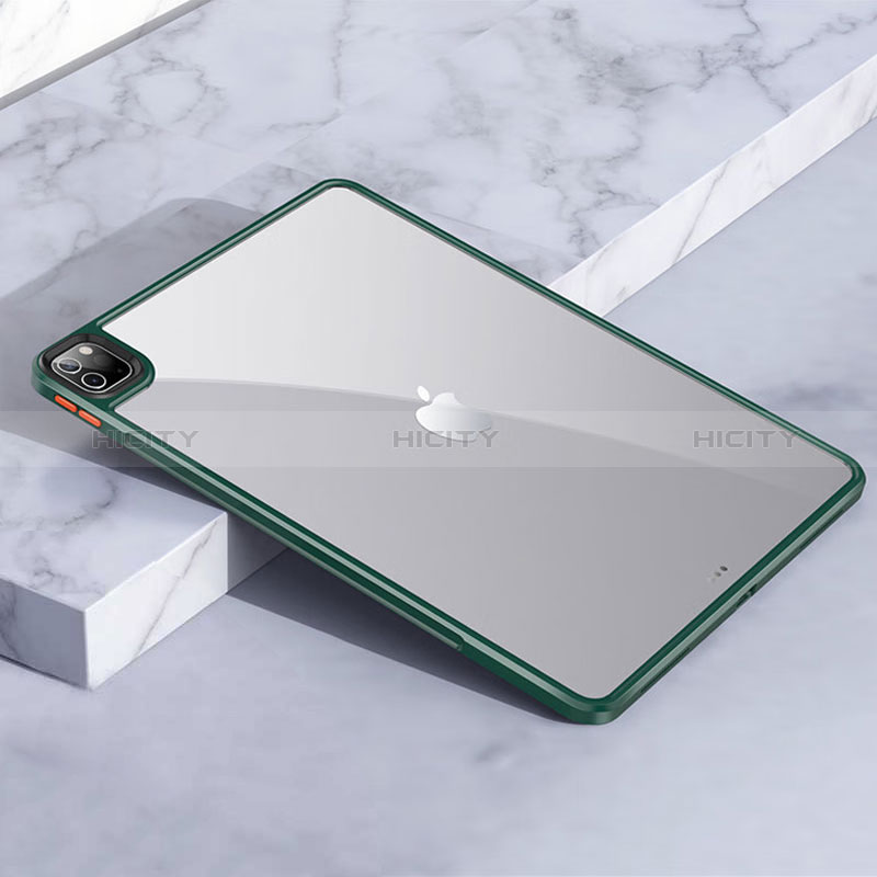 Coque Rebord Contour Silicone et Vitre Transparente Housse Etui pour Apple iPad Pro 12.9 (2022) Vert Plus