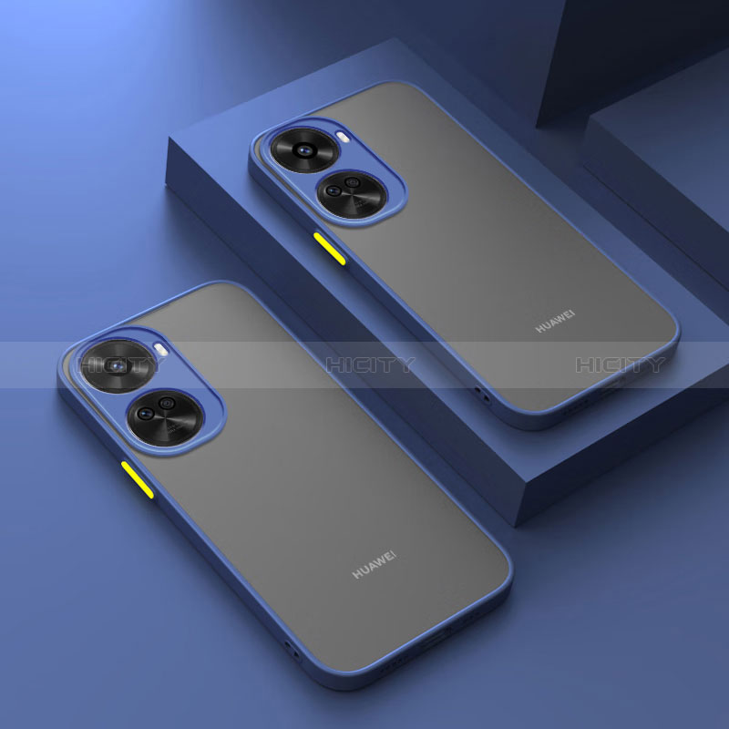 Coque Rebord Contour Silicone et Vitre Transparente Housse Etui pour Huawei Nova 11 SE Bleu Plus