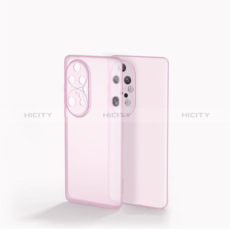 Coque Rebord Contour Silicone et Vitre Transparente Housse Etui pour Huawei P50 Pro Rose Plus