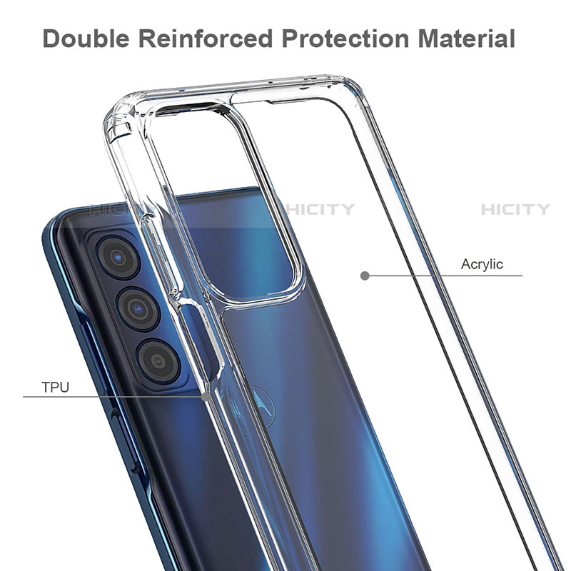 Coque Rebord Contour Silicone et Vitre Transparente Housse Etui pour Motorola Moto Edge (2021) 5G Plus