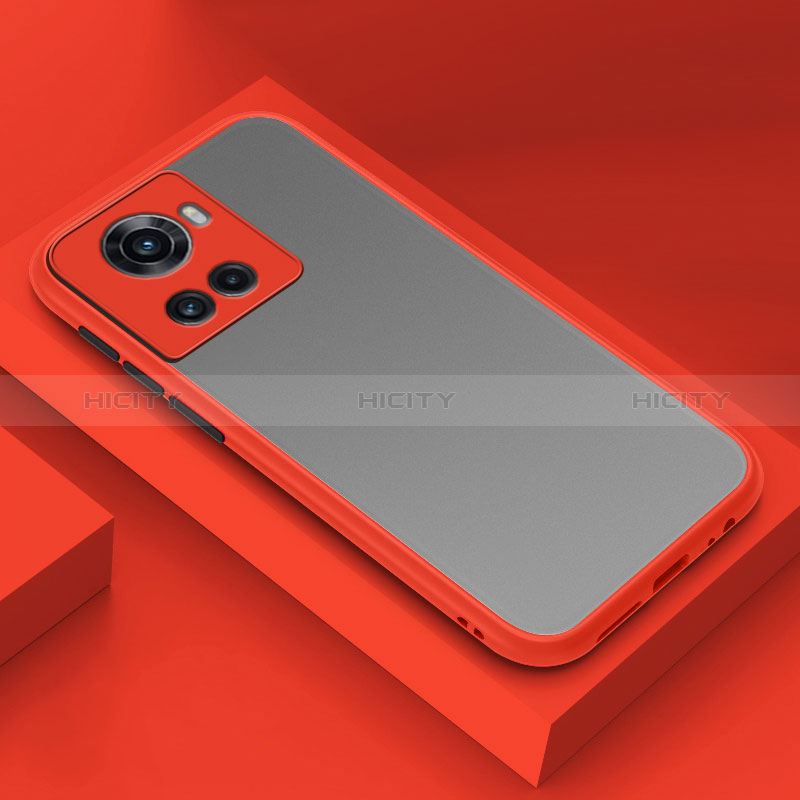 Coque Rebord Contour Silicone et Vitre Transparente Housse Etui pour OnePlus Ace 5G Rouge Plus