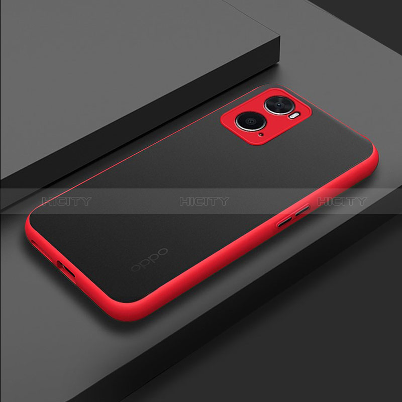 Coque Rebord Contour Silicone et Vitre Transparente Housse Etui pour Oppo A36 Rouge Plus