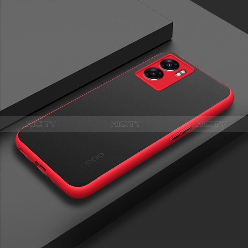 Coque Rebord Contour Silicone et Vitre Transparente Housse Etui pour Oppo A56S 5G Rouge Plus