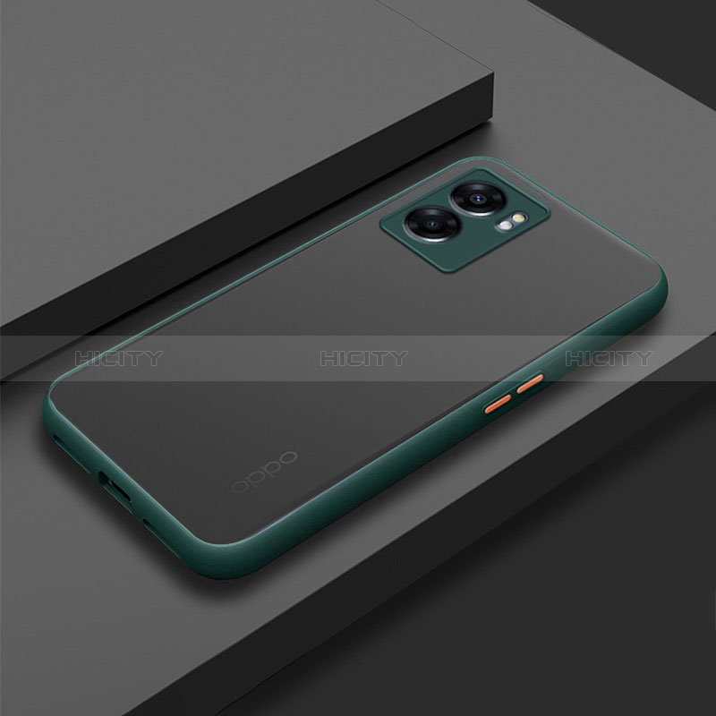 Coque Rebord Contour Silicone et Vitre Transparente Housse Etui pour Oppo A77 5G Vert Nuit Plus