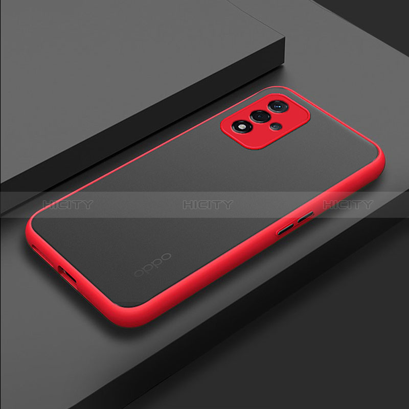 Coque Rebord Contour Silicone et Vitre Transparente Housse Etui pour Oppo A93s 5G Rouge Plus