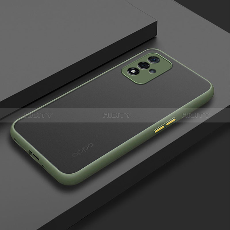 Coque Rebord Contour Silicone et Vitre Transparente Housse Etui pour Oppo A93s 5G Vert Armee Plus