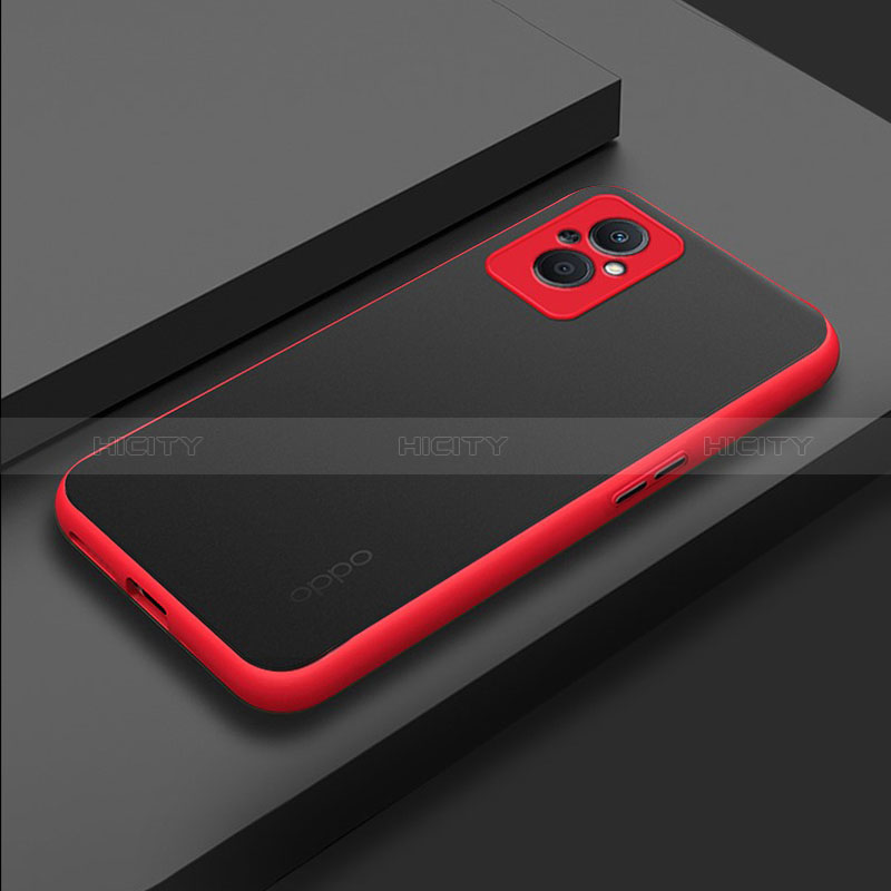 Coque Rebord Contour Silicone et Vitre Transparente Housse Etui pour Oppo A96 5G Rouge Plus