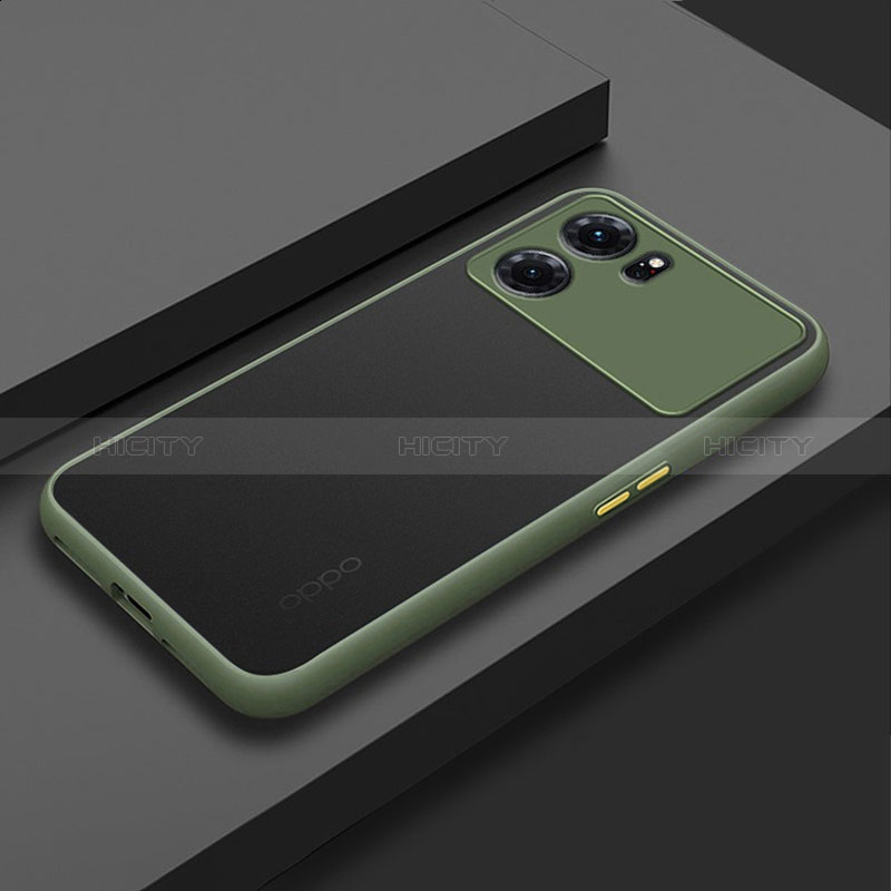 Coque Rebord Contour Silicone et Vitre Transparente Housse Etui pour Oppo K10 5G Vert Armee Plus