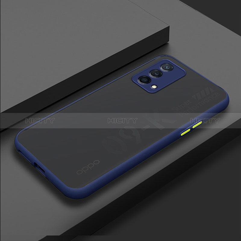 Coque Rebord Contour Silicone et Vitre Transparente Housse Etui pour Oppo K9 5G Bleu Plus