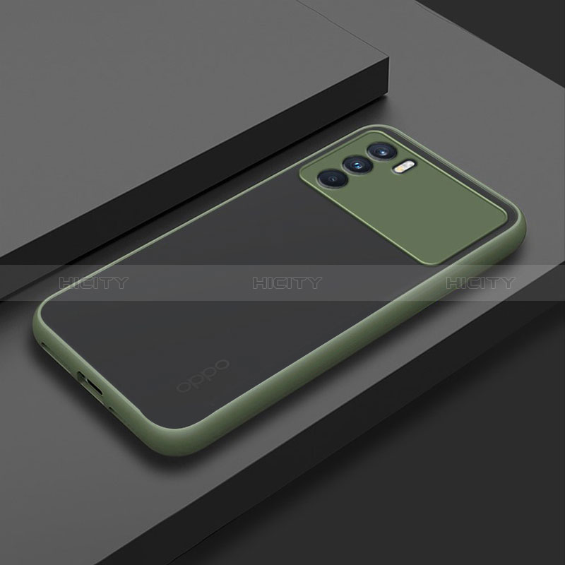 Coque Rebord Contour Silicone et Vitre Transparente Housse Etui pour Oppo K9 5G Vert Armee Plus