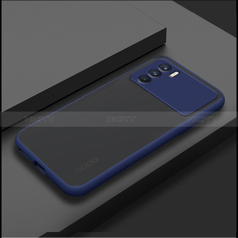 Coque Rebord Contour Silicone et Vitre Transparente Housse Etui pour Oppo K9 Pro 5G Bleu Plus