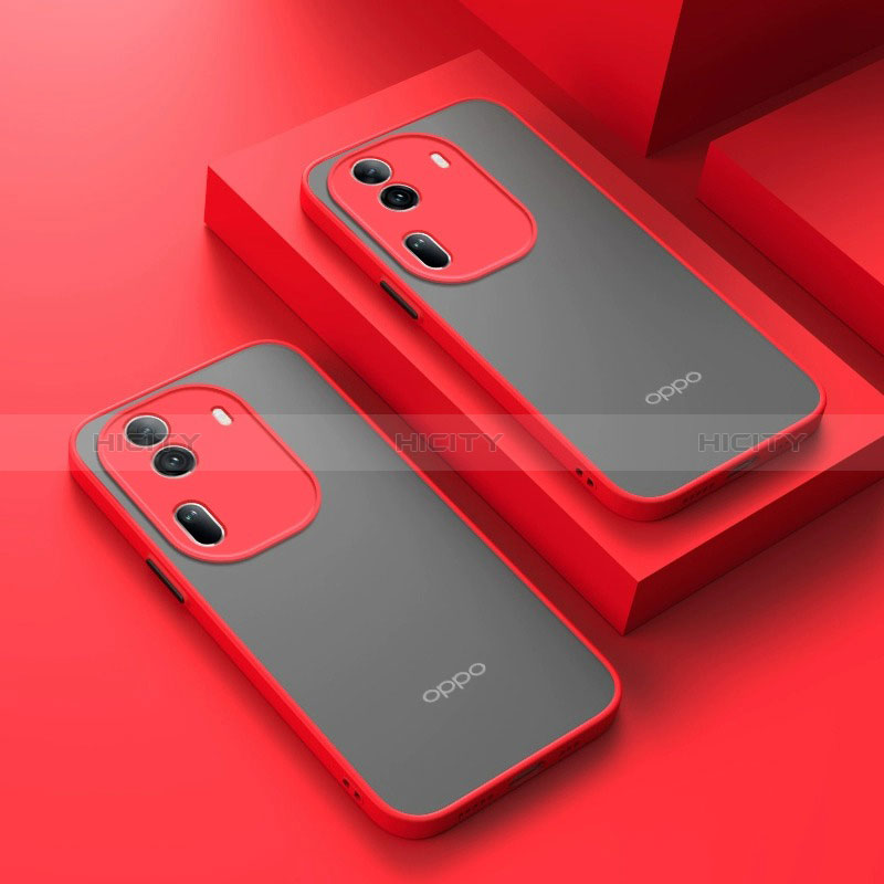 Coque Rebord Contour Silicone et Vitre Transparente Housse Etui pour Oppo Reno11 Pro 5G Rouge Plus