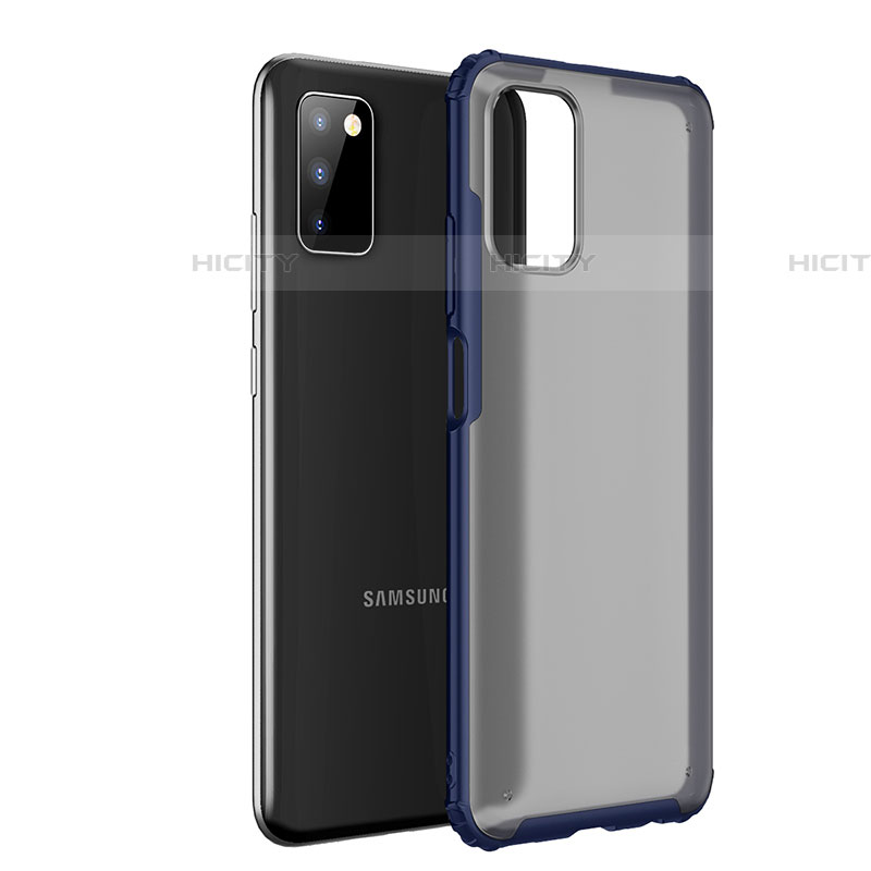 Coque Rebord Contour Silicone et Vitre Transparente Housse Etui pour Samsung Galaxy A03s Bleu Plus