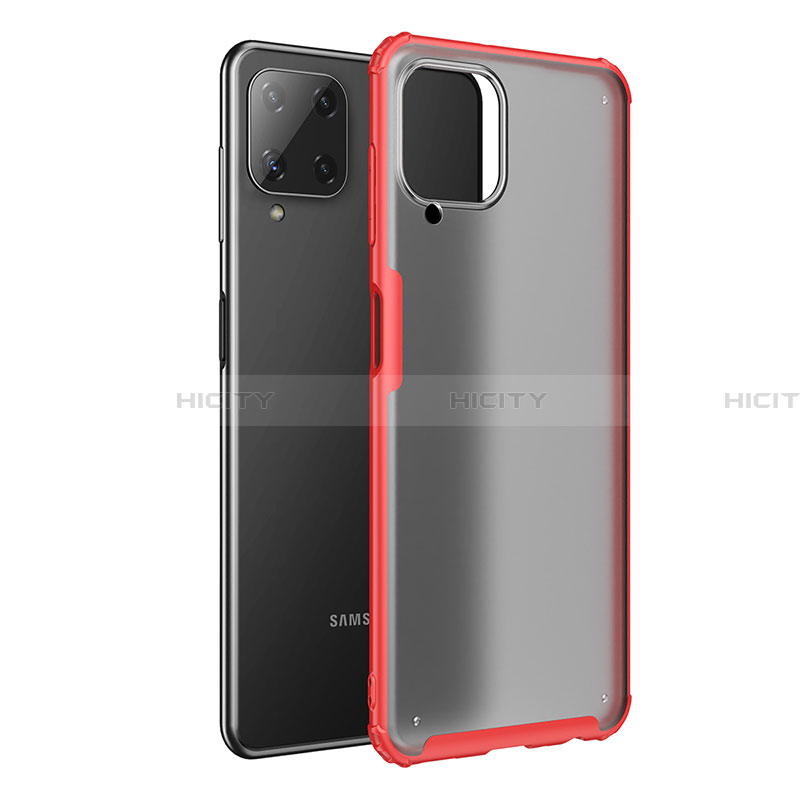 Coque Rebord Contour Silicone et Vitre Transparente Housse Etui pour Samsung Galaxy A22 4G Rouge Plus