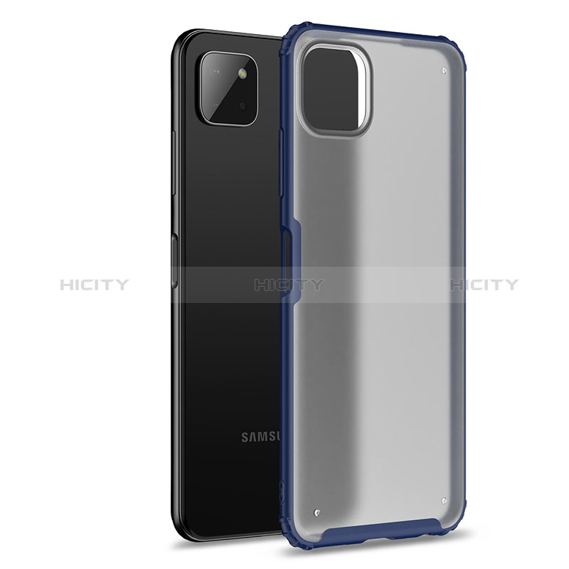 Coque Rebord Contour Silicone et Vitre Transparente Housse Etui pour Samsung Galaxy A22s 5G Bleu Plus