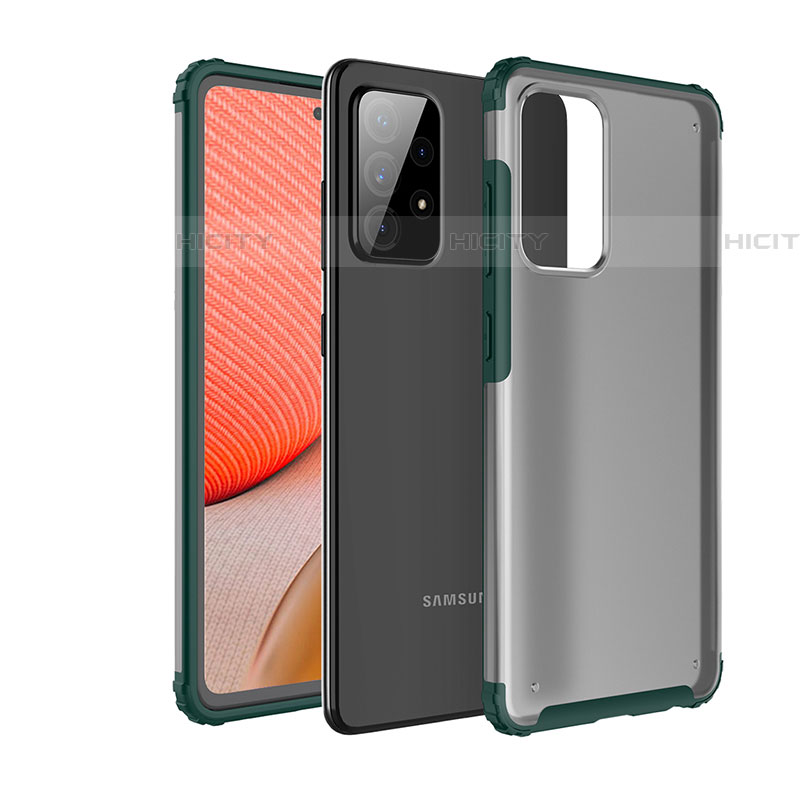 Coque Rebord Contour Silicone et Vitre Transparente Housse Etui pour Samsung Galaxy A72 4G Vert Plus