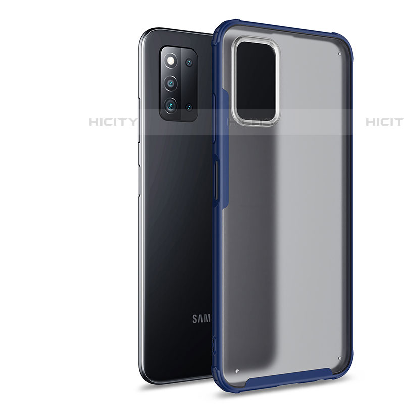 Coque Rebord Contour Silicone et Vitre Transparente Housse Etui pour Samsung Galaxy F52 5G Bleu Plus