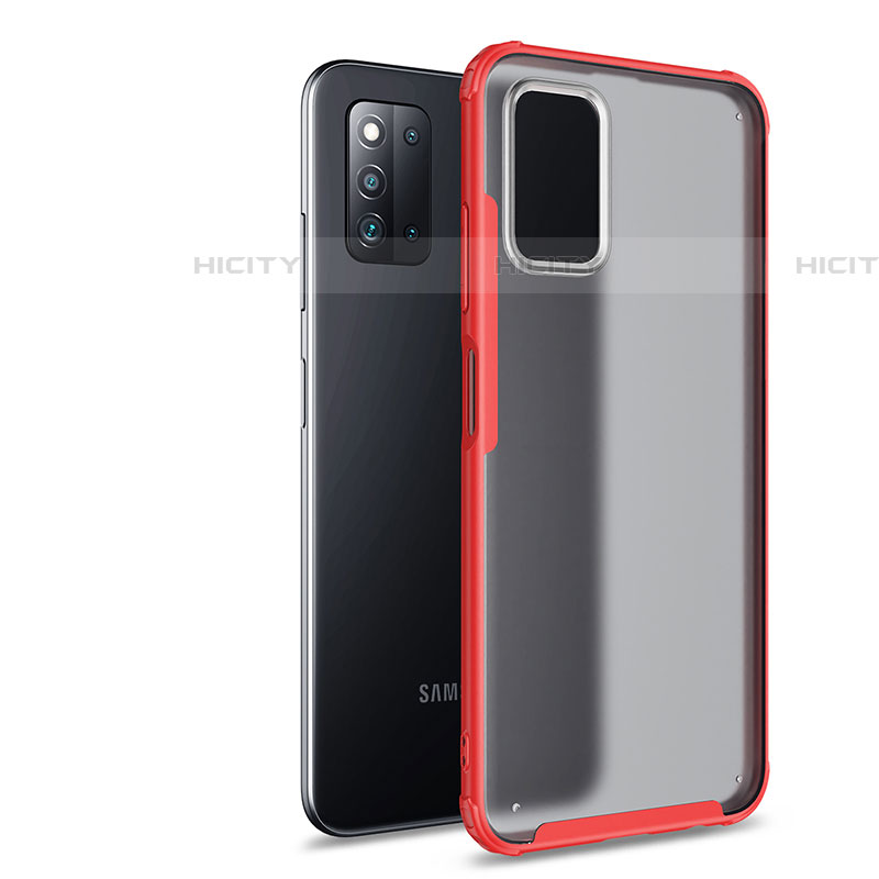 Coque Rebord Contour Silicone et Vitre Transparente Housse Etui pour Samsung Galaxy F52 5G Rouge Plus