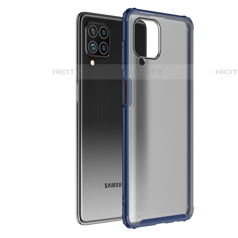 Coque Rebord Contour Silicone et Vitre Transparente Housse Etui pour Samsung Galaxy F62 5G Bleu Plus