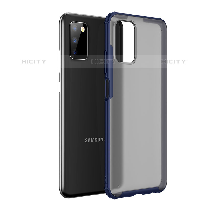 Coque Rebord Contour Silicone et Vitre Transparente Housse Etui pour Samsung Galaxy M02s Bleu Plus