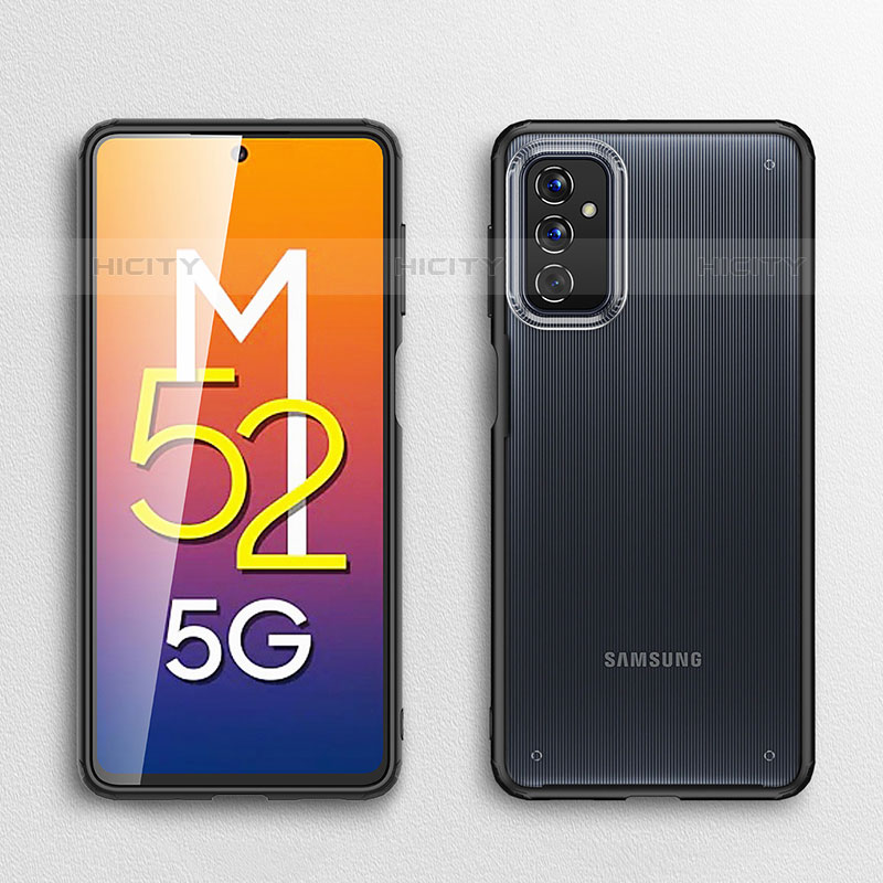 Coque Rebord Contour Silicone et Vitre Transparente Housse Etui pour Samsung Galaxy M52 5G Plus