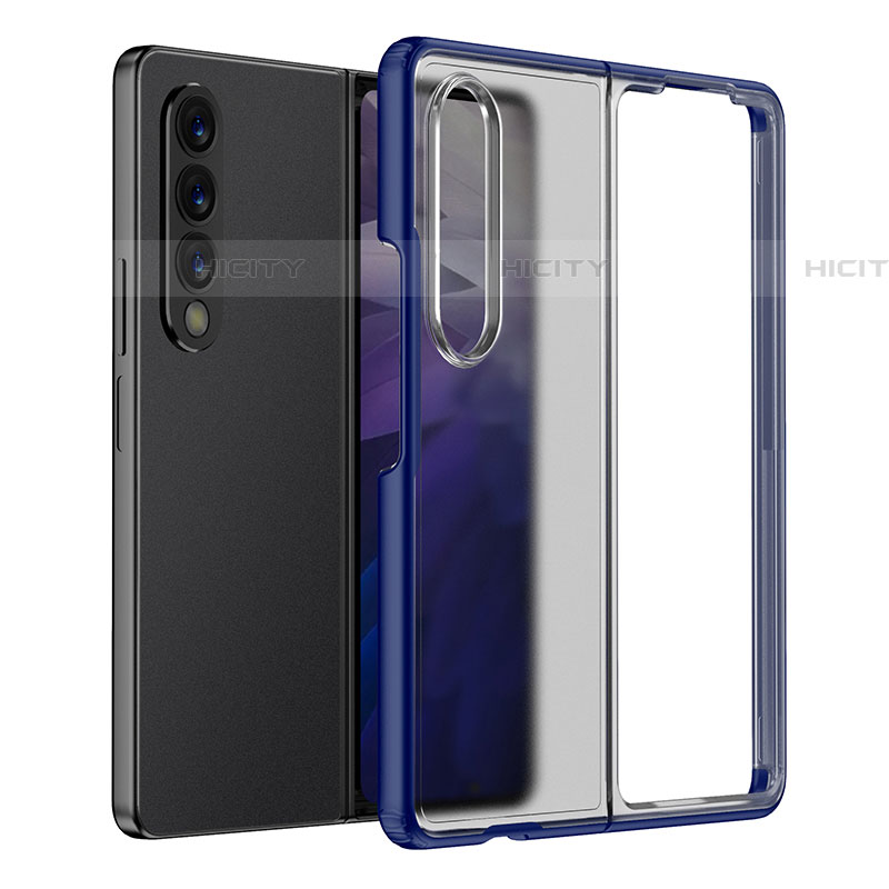 Coque Rebord Contour Silicone et Vitre Transparente Housse Etui pour Samsung Galaxy Z Fold4 5G Bleu Plus