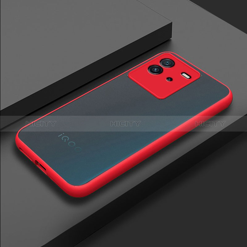 Coque Rebord Contour Silicone et Vitre Transparente Housse Etui pour Vivo iQOO Neo6 5G Rouge Plus