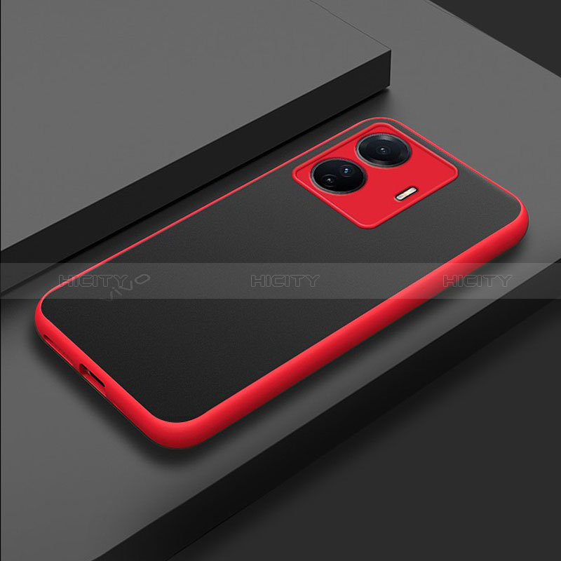 Coque Rebord Contour Silicone et Vitre Transparente Housse Etui pour Vivo T1 5G Rouge Plus