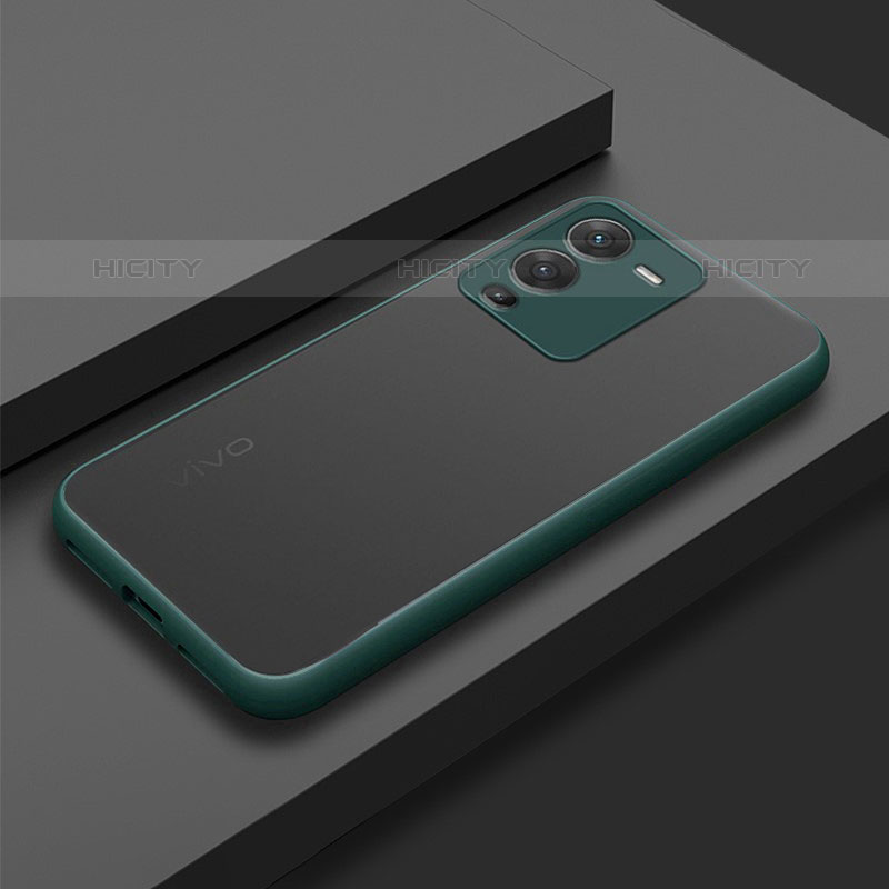 Coque Rebord Contour Silicone et Vitre Transparente Housse Etui pour Vivo V25 Pro 5G Vert Plus