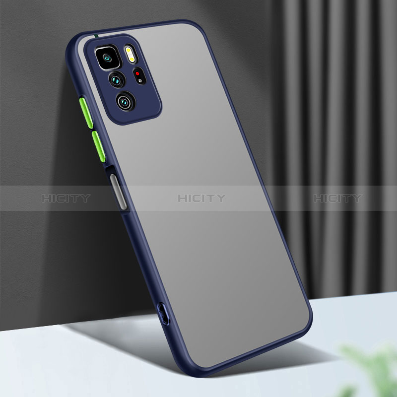 Coque Rebord Contour Silicone et Vitre Transparente Housse Etui pour Xiaomi Redmi Note 10 Pro 5G Bleu Plus