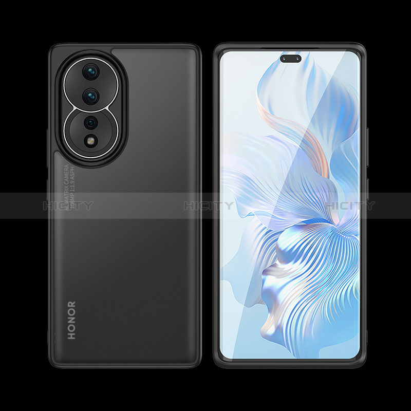 Coque Rebord Contour Silicone et Vitre Transparente Housse Etui W01L pour Huawei Honor 80 5G Noir Plus