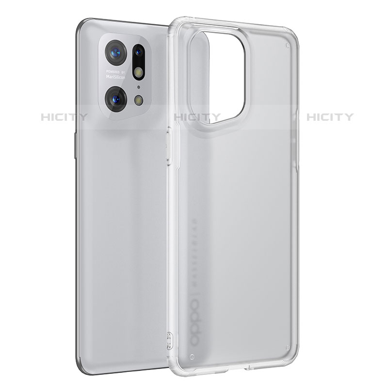 Coque Rebord Contour Silicone et Vitre Transparente Housse Etui W01L pour Oppo Find X5 Pro 5G Clair Plus