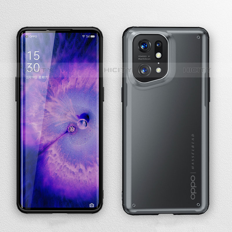 Coque Rebord Contour Silicone et Vitre Transparente Housse Etui W01L pour Oppo Find X5 Pro 5G Plus