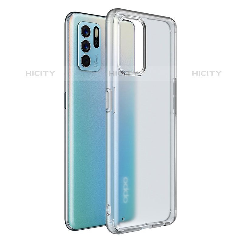 Coque Rebord Contour Silicone et Vitre Transparente Housse Etui W01L pour Oppo Reno6 Z 5G Clair Plus