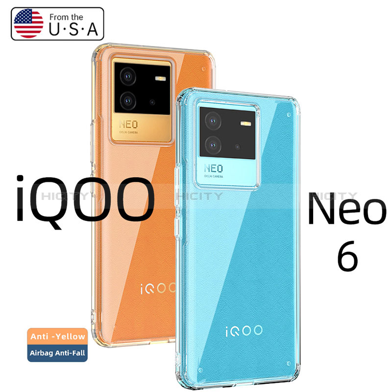 Coque Rebord Contour Silicone et Vitre Transparente Housse Etui W01L pour Vivo iQOO Neo6 5G Plus