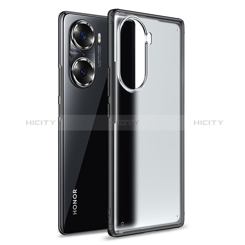 Coque Rebord Contour Silicone et Vitre Transparente Housse Etui WL1 pour Huawei Honor 60 5G Noir Plus