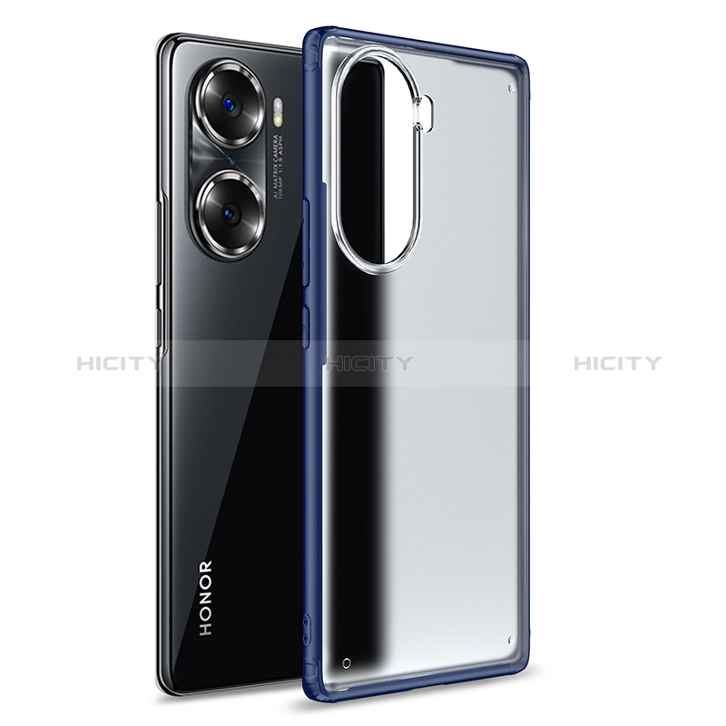 Coque Rebord Contour Silicone et Vitre Transparente Housse Etui WL1 pour Huawei Honor 60 Pro 5G Bleu Plus