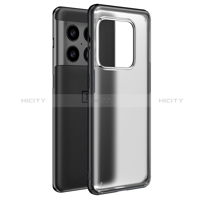 Coque Rebord Contour Silicone et Vitre Transparente Housse Etui WL1 pour OnePlus 10 Pro 5G Noir Plus