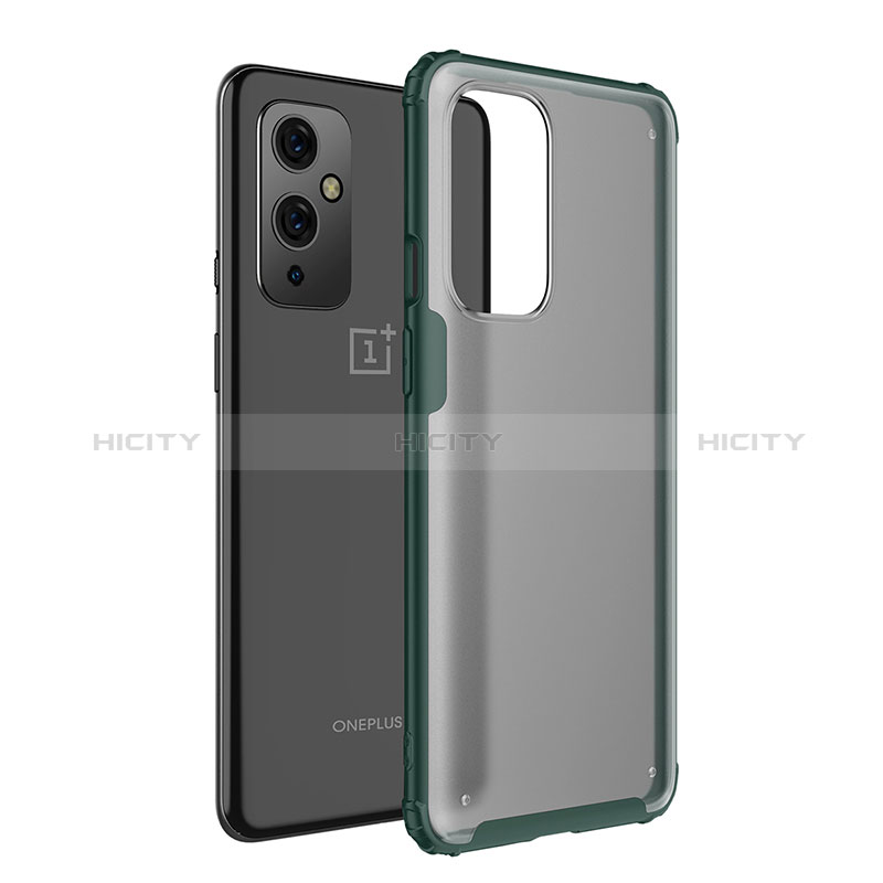 Coque Rebord Contour Silicone et Vitre Transparente Housse Etui WL1 pour OnePlus 9 5G Vert Plus